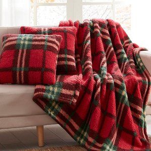 Birch Trails Holiday Prints 3 Pack Decorative Pillows and Throw, 50 x 60